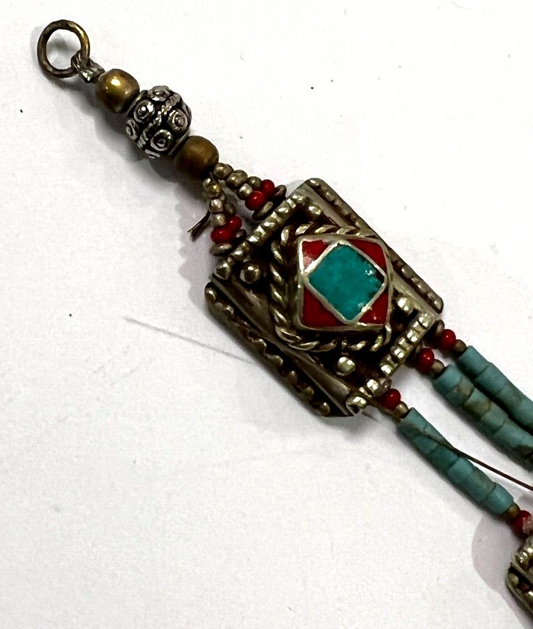 Antique Antique Silver Tibetan/nepalese Turquoise and Coral Bracelet  Handmade