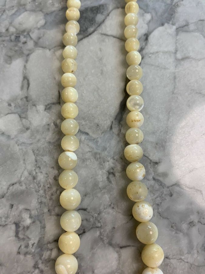 Antique Antique Vintage Art Deco Czech White Long Graduated Necklace