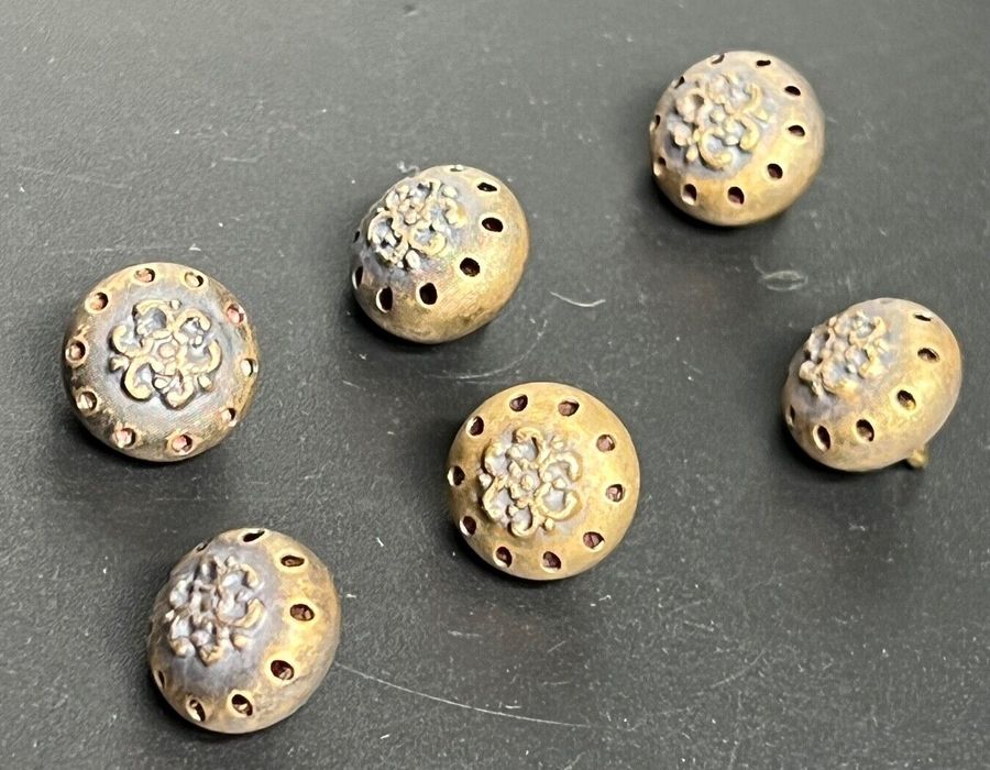 Antique Brass Buttons Enamel Back Inner Red Enamel