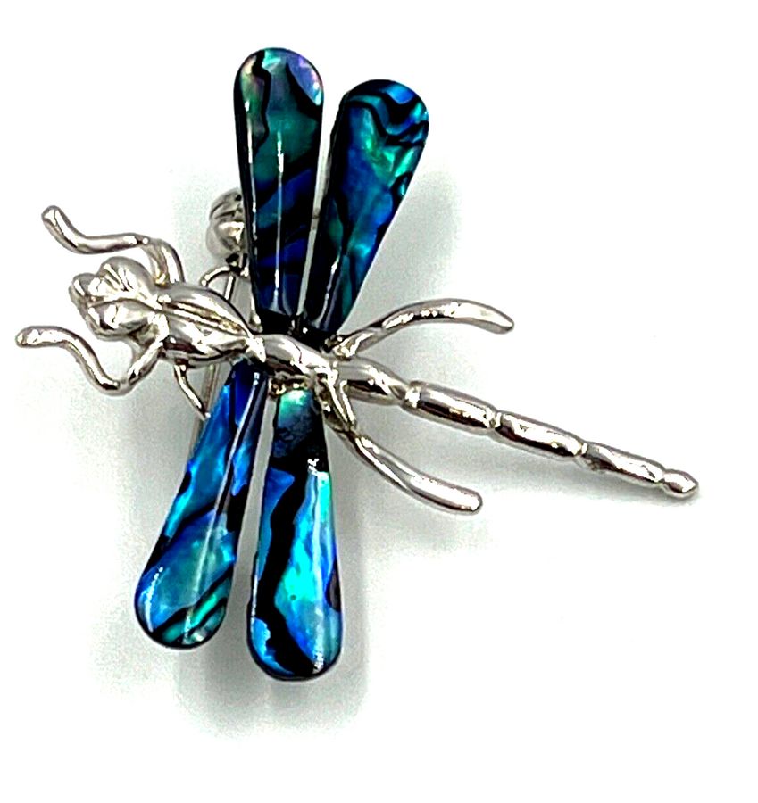 Antique Brooch Vintage Dragonfly Large Silver Plated