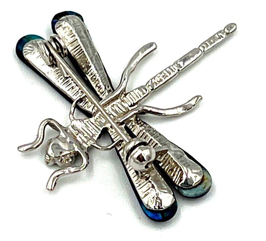 Antique Brooch Vintage Dragonfly Large Silver Plated