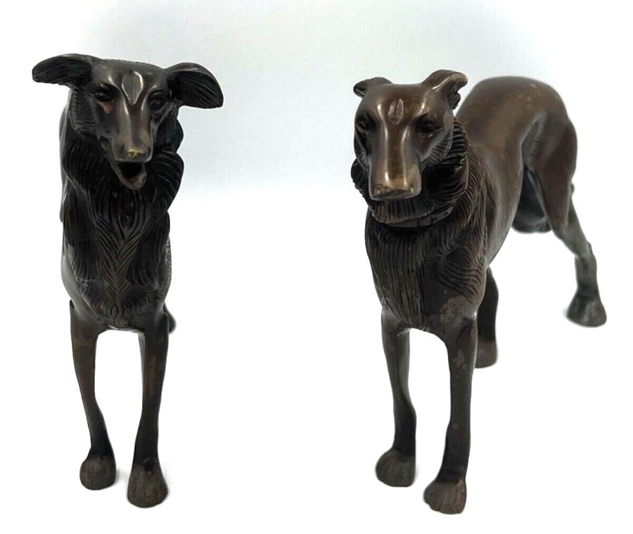 Antique Antique Bronze Dogs Figurines Superb Pair Circa 1920s