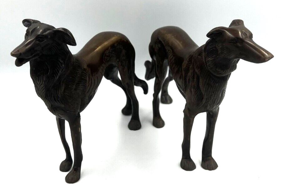 Antique Antique Bronze Dogs Figurines Superb Pair Circa 1920s