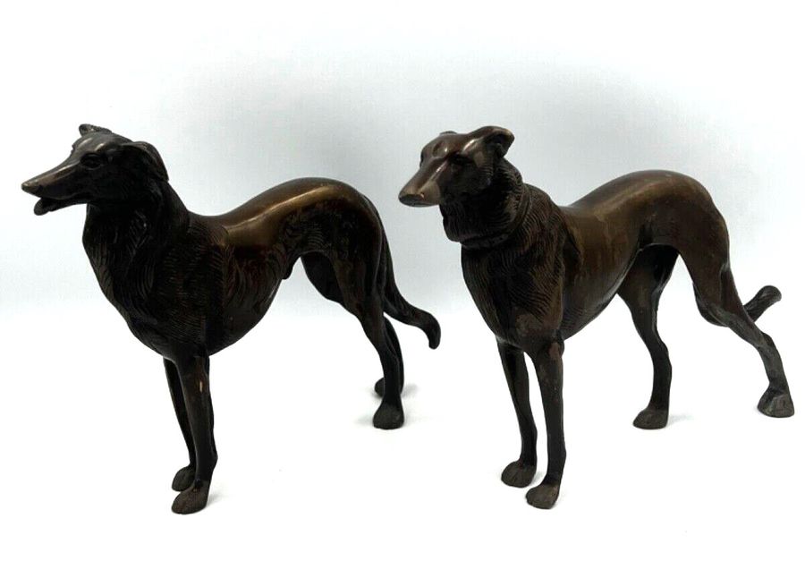 Antique Antique Bronze Dogs Figurines Superb Pair Circa 1920s