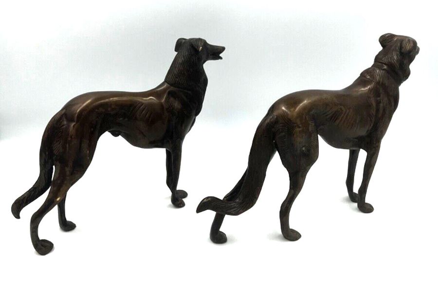 Antique Antique Bronze Dogs Figurines Superb Pair Circa 1920s