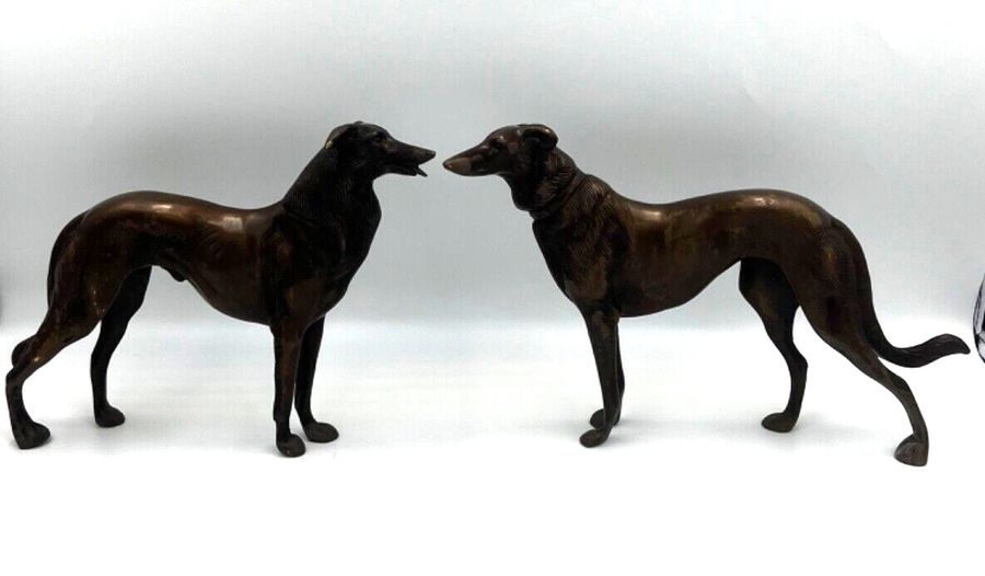 Antique Antique Bronze Dogs Figurines Superb Pair Circa 1920s