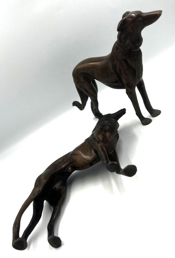 Antique Antique Bronze Dogs Figurines Superb Pair Circa 1920s