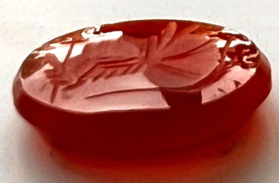 Antique Antique Carved Intaglio Cameo Depicting A Warrior in Cornelian