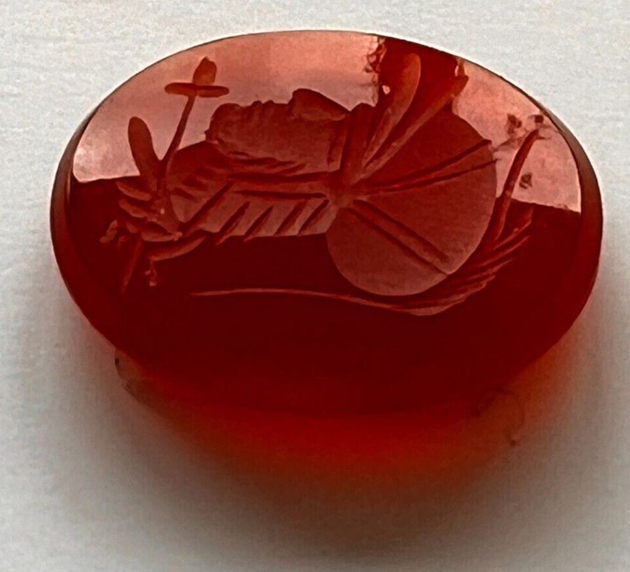 Antique Antique Carved Intaglio Cameo Depicting A Warrior in Cornelian