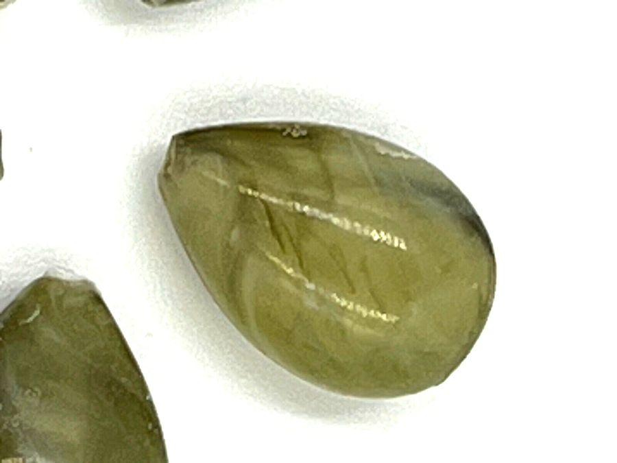 Antique Rare Antique Natural Green Amber Teardrop Shaped Beads 5 Beads