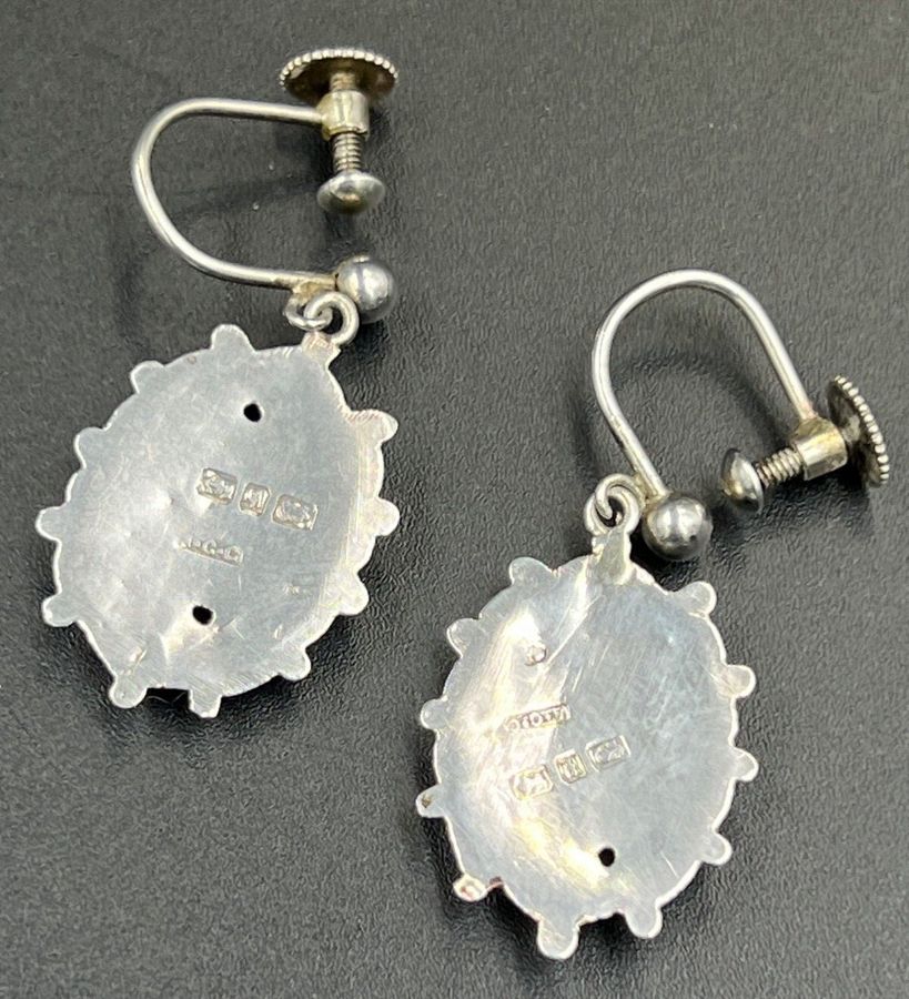 Antique Antique Silver Victorian Etruscan Earrings Screw Back Circa 1880-1881 Hallmarked