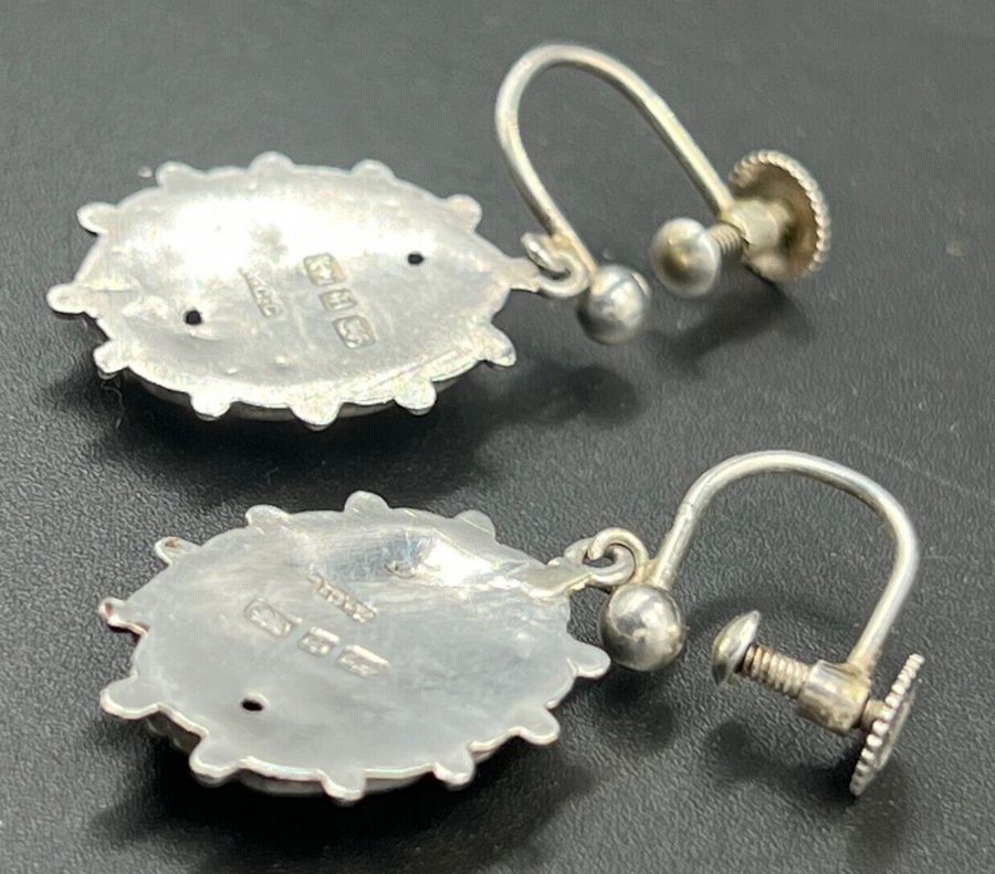 Antique Antique Silver Victorian Etruscan Earrings Screw Back Circa 1880-1881 Hallmarked