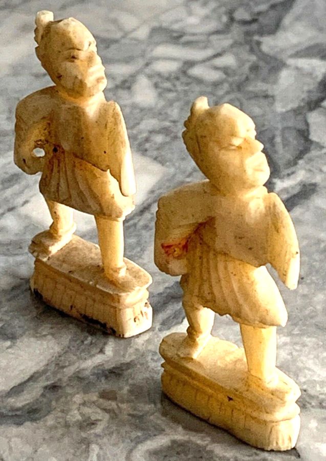 Antique Antique Chinese Japanese Figures Counters Game Pieces  Hand Carved