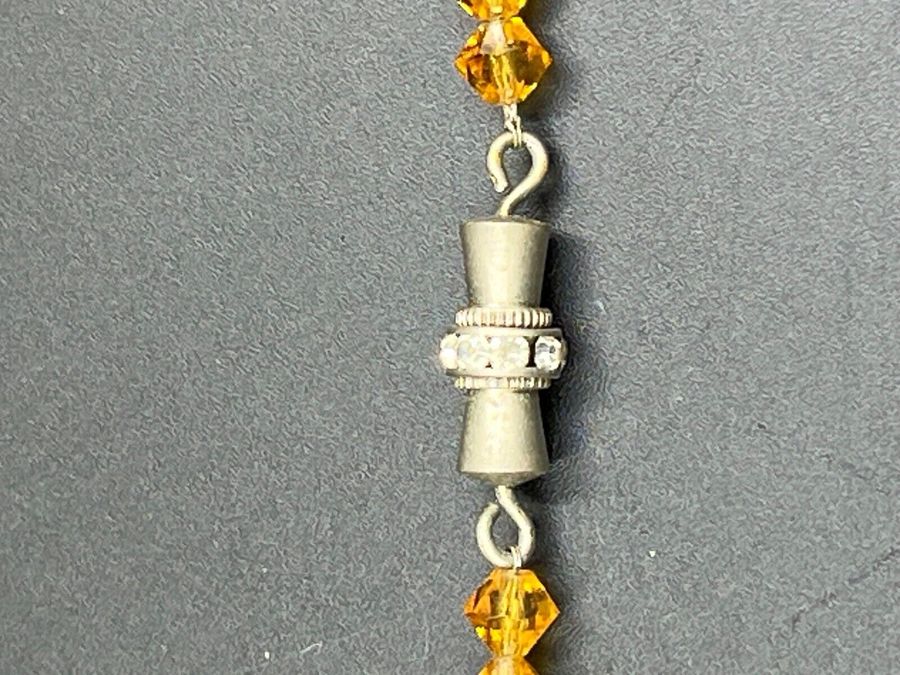 Antique Antique Art Deco Necklace Faceted Citrine Choker on Silver Fine Chain