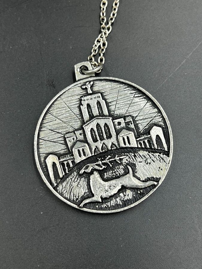 Antique Vintage Pewter Medallion Golden Jubilee of Guildford Diocese 1927-1977