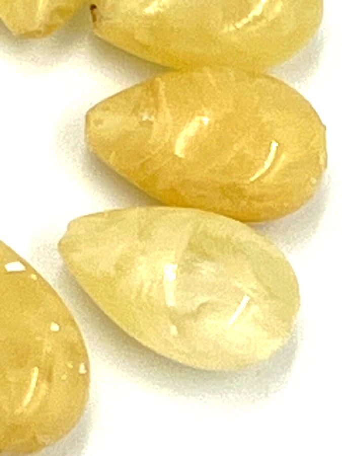 Antique Antique Natural Lemon Yellow Amber Teardrop Shaped Beads 8 Beads