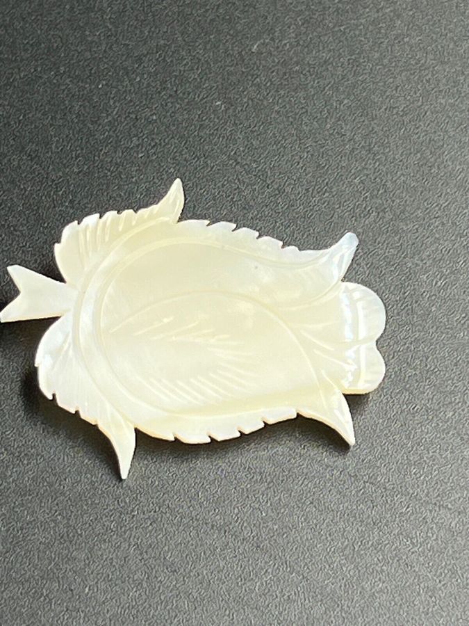 Antique Vintage Brooch Mother of Pearl Tulip Design  Art Deco