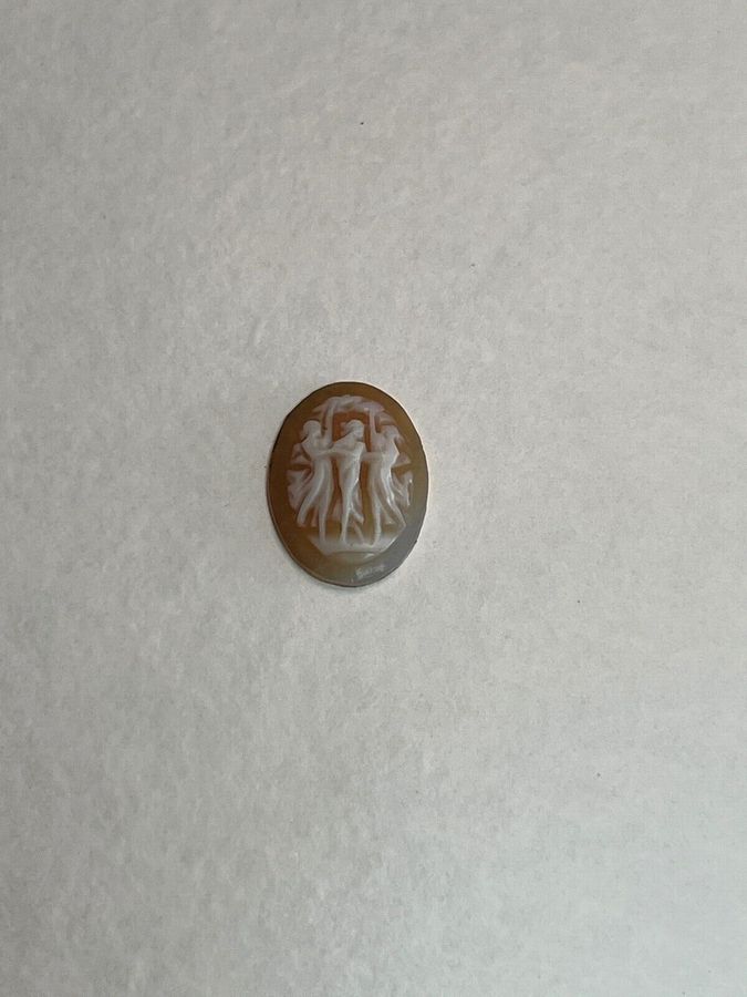 Antique Antique Tiny Cameo Carved Shell 'The Three Graces' Italian