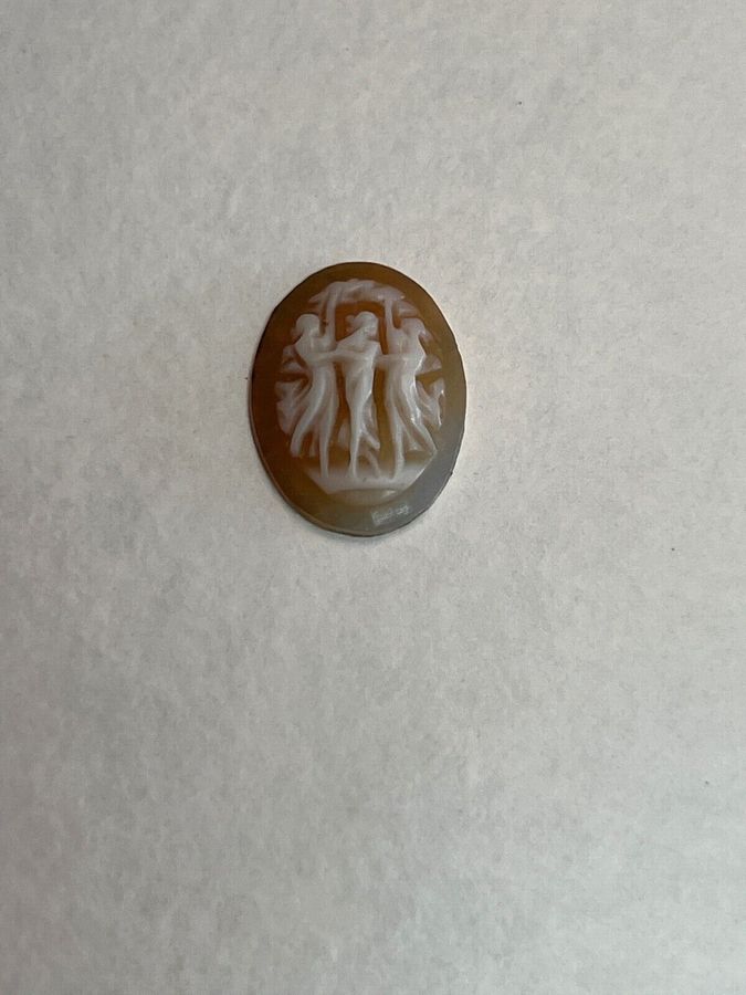 Antique Antique Tiny Cameo Carved Shell 'The Three Graces' Italian