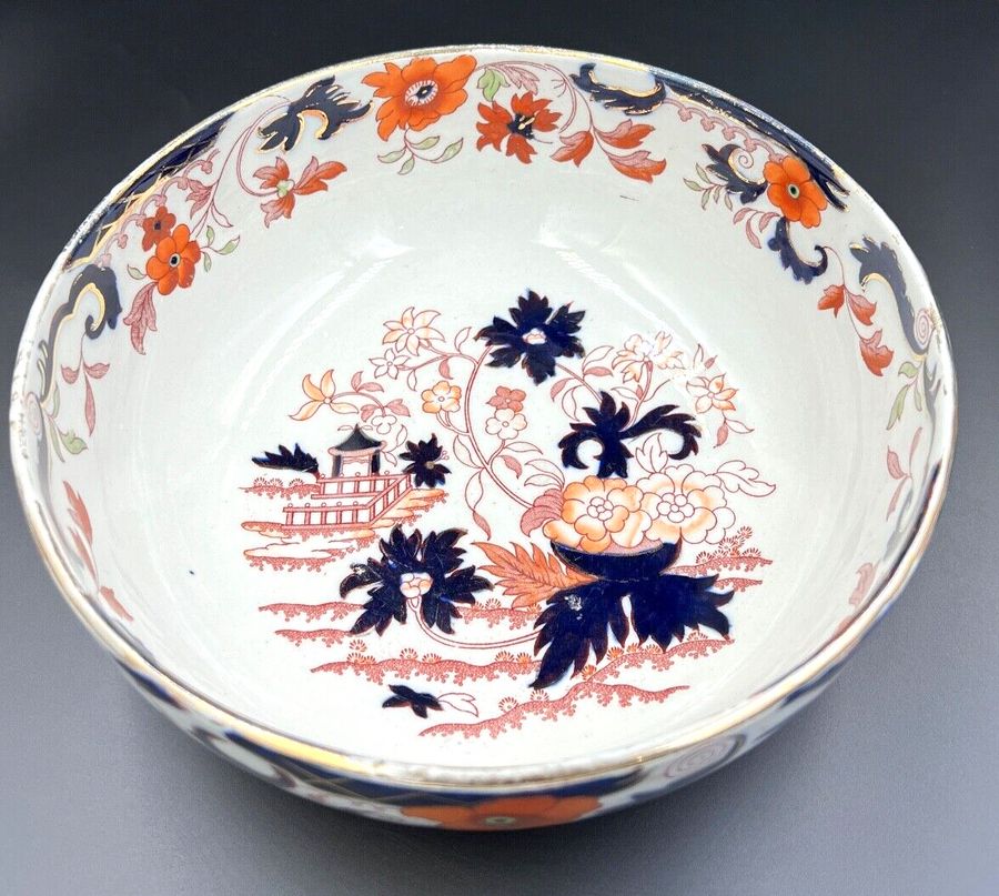 Antique Antique Amhurst Japan Large Bowl Imari Pattern