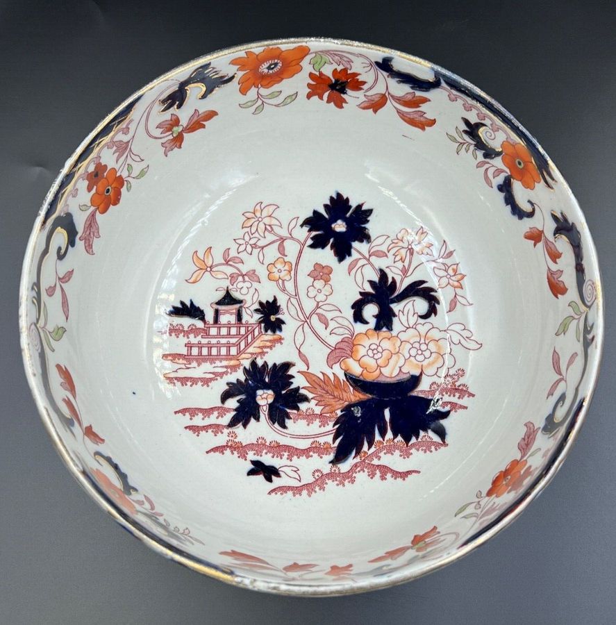 Antique Antique Amhurst Japan Large Bowl Imari Pattern