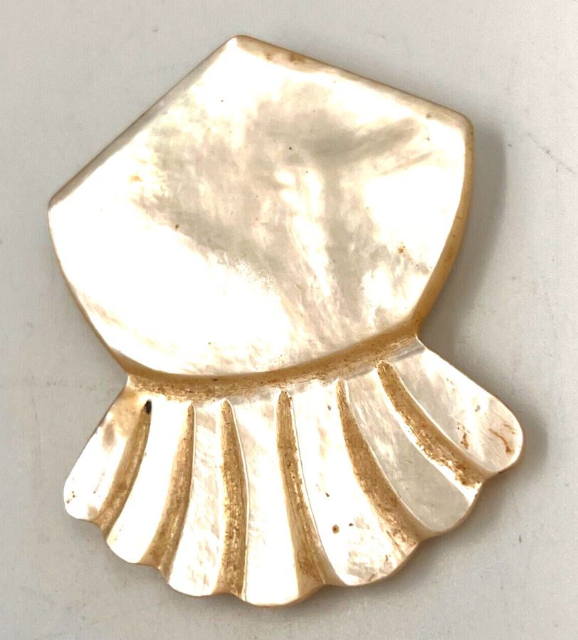 Antique Antique Art Deco Ex Large Mother of Pearl Dress Clip Circa 1920s