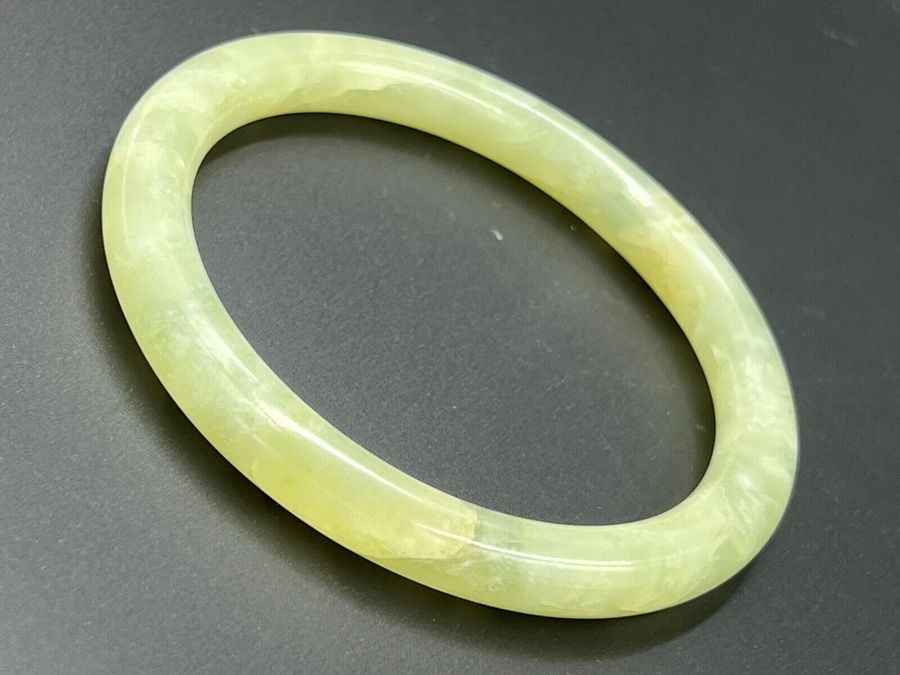 Antique Antique Chinese Celadon Jadeite  Bangle Hololith  Exceptional Colour