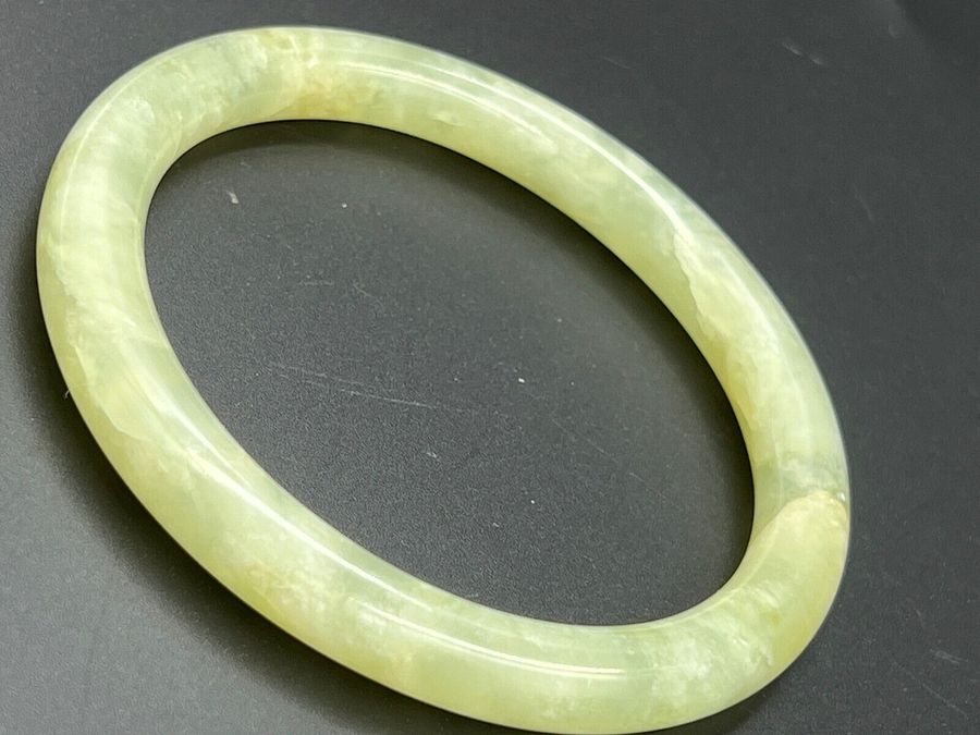 Antique Antique Chinese Celadon Jadeite  Bangle Hololith  Exceptional Colour