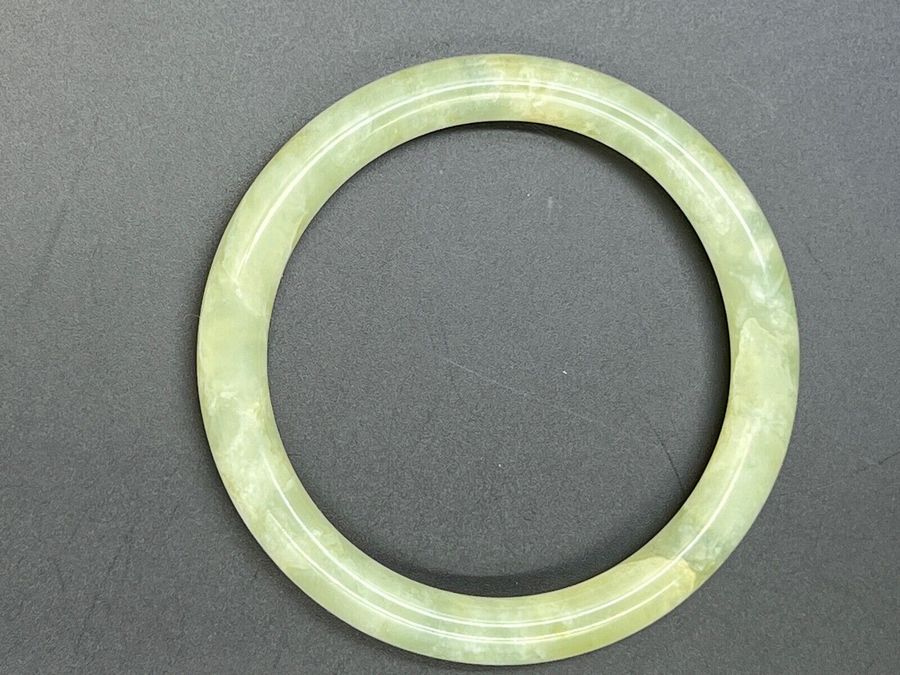 Antique Antique Chinese Celadon Jadeite  Bangle Hololith  Exceptional Colour