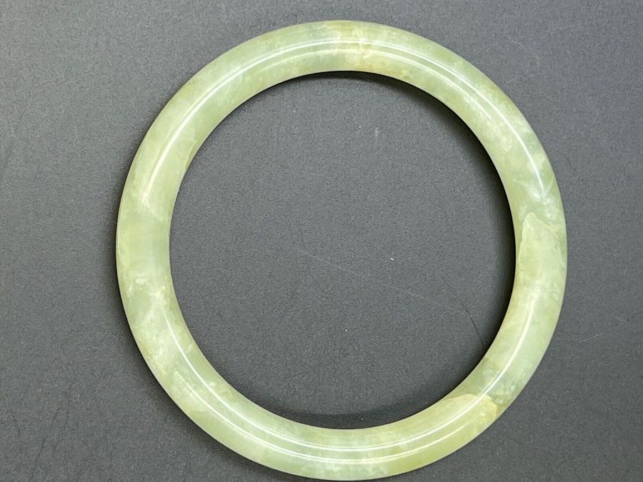 Antique Antique Chinese Celadon Jadeite  Bangle Hololith  Exceptional Colour