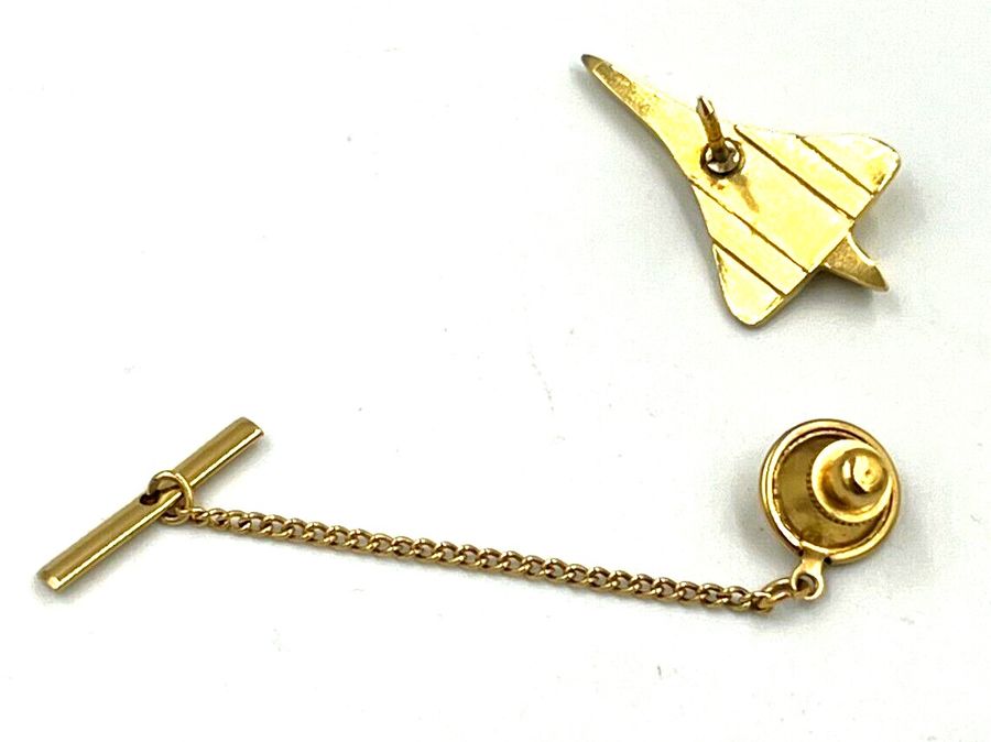 Antique Vintage Concord Brooch Pin and Safety Chain