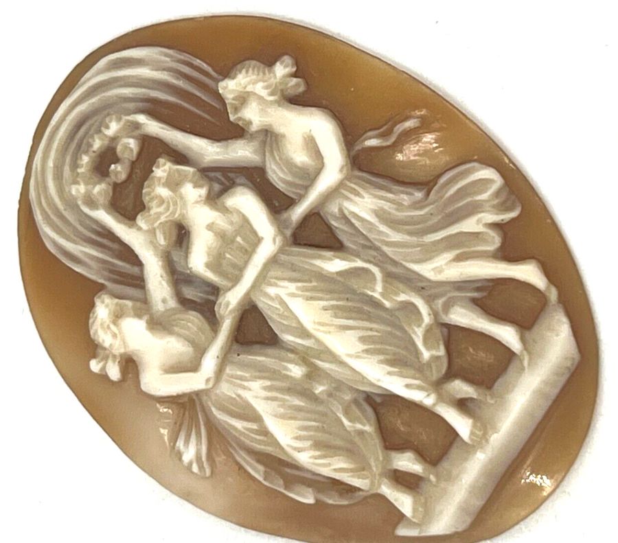 Antique Antique Victorian 'The Three Graces' Large Shell Cameo Italian Circa 1880