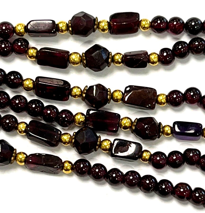 Antique Antique Art Deco 1920s Garnet Necklace  Hand cut Beads Superb