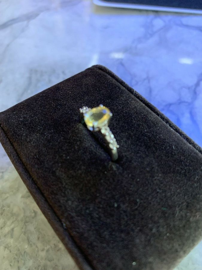 Antique Silver Ring with Citrine And White Sapphire