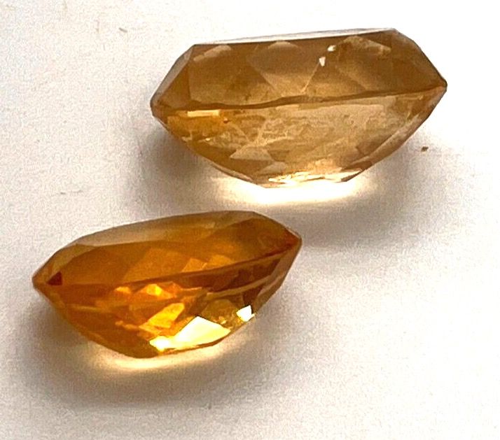 Antique Antique 2 x Large Oval Citrines Loose Natural Gemstone Superb Cut Fabulous