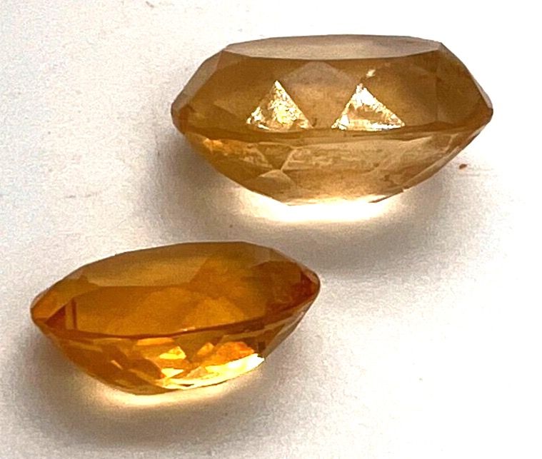 Antique Antique 2 x Large Oval Citrines Loose Natural Gemstone Superb Cut Fabulous