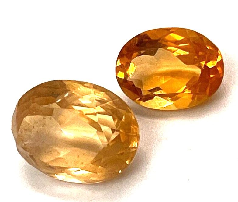 Antique Antique 2 x Large Oval Citrines Loose Natural Gemstone Superb Cut Fabulous