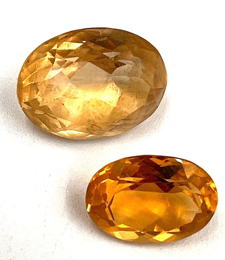 Antique Antique 2 x Large Oval Citrines Loose Natural Gemstone Superb Cut Fabulous