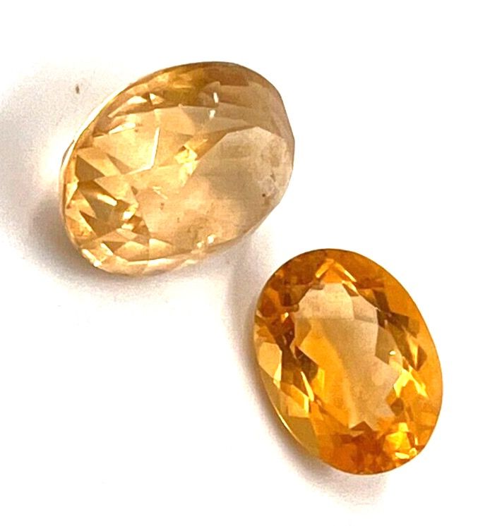 Antique Antique 2 x Large Oval Citrines Loose Natural Gemstone Superb Cut Fabulous