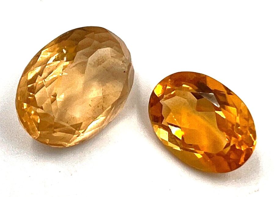 Antique Antique 2 x Large Oval Citrines Loose Natural Gemstone Superb Cut Fabulous