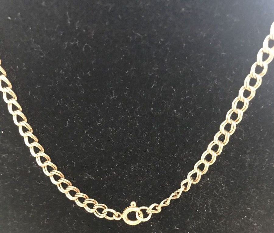 Antique A Good 9CT Gold Hallmarked  Necklace Choker Vintage Double Curb Chain