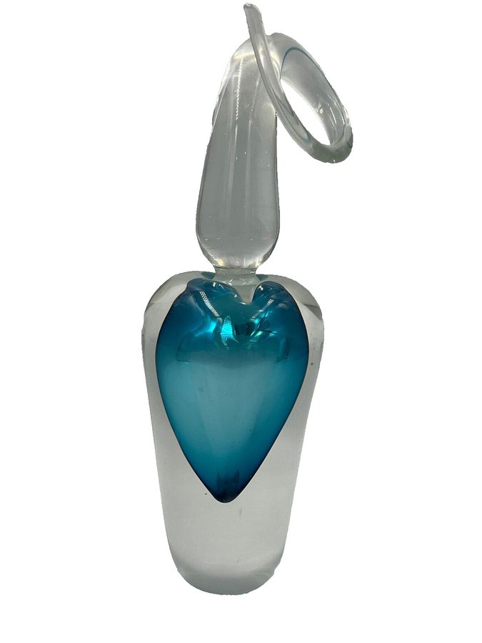 Antique Art Glass Heart Perfume Bottle Collectors Catherine Hough Signed Exquisite