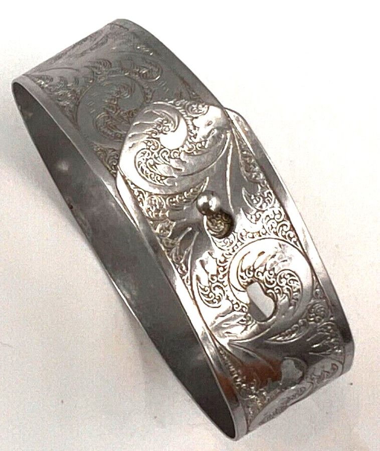 Antique Antique Art Deco White Metal  Bracelet Cuff Circa 1920s