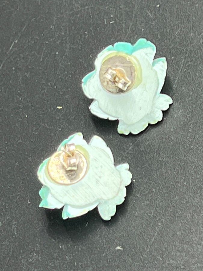 Antique Antique Handpainted Bakelite Earrings Pierced Ears Floral Pansies