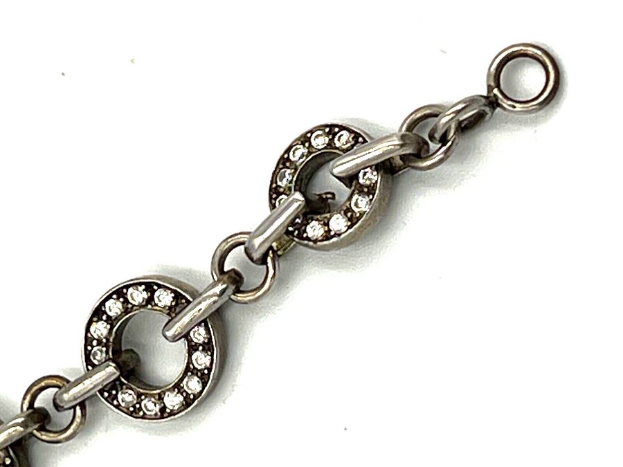 Antique Vintage Silver Bracelet Set with Clear Stones Hallmarked