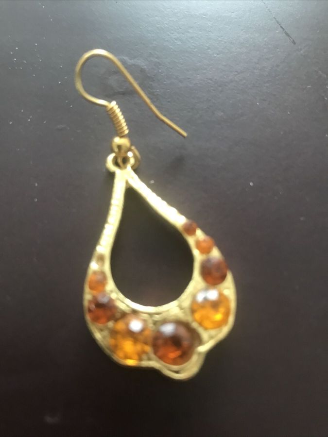 Antique Vintage Earrings Amber Dangly