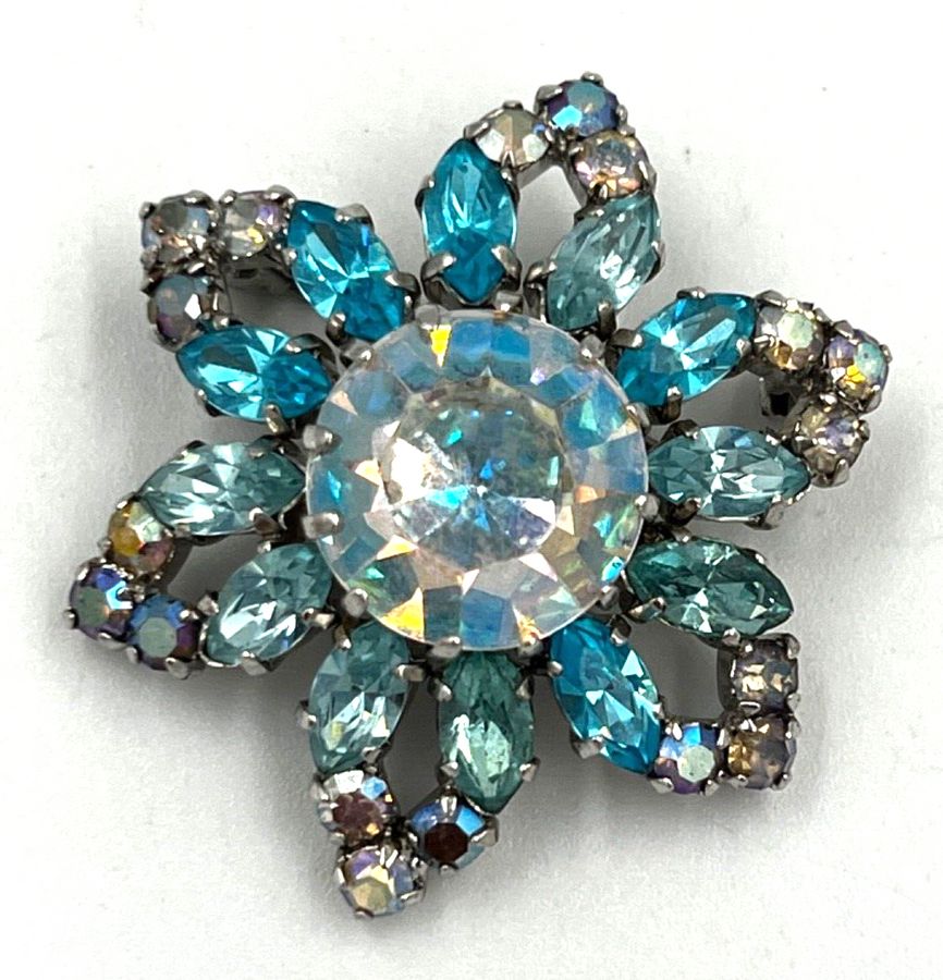 Antique Vintage Czech Aurora Borealis Star Brooch Stunning Colours