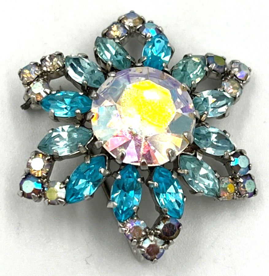 Antique Vintage Czech Aurora Borealis Star Brooch Stunning Colours