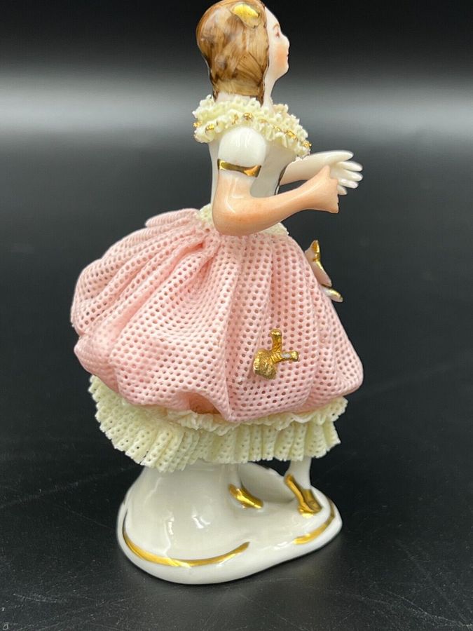 Antique Exquisite Antique Dresden Germany Lace Ballerina Figurine Porcelain