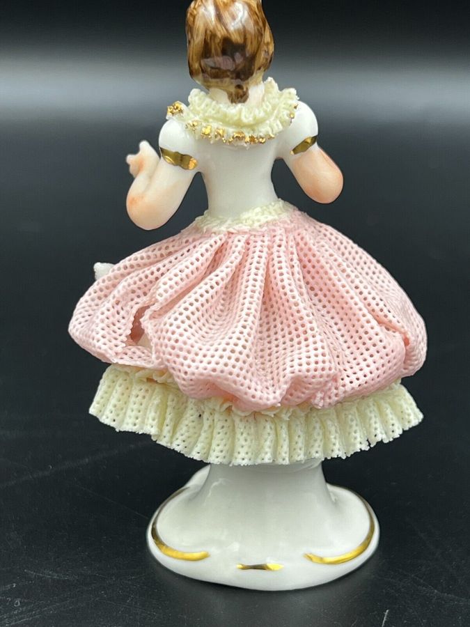 Antique Exquisite Antique Dresden Germany Lace Ballerina Figurine Porcelain